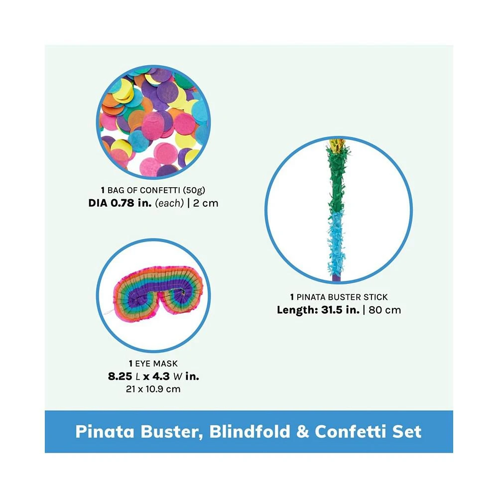 商品Blue Panda|30 Inch Rainbow Pinata Stick and Blindfold Set with Round Confetti (3 Piece Set),价格¥149,第3张图片详细描述