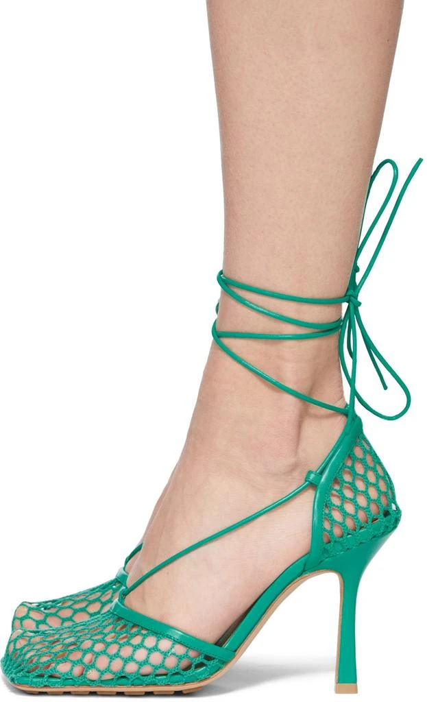 商品Bottega Veneta|Green Stretch Web Heels,�价格¥8256,第3张图片详细描述