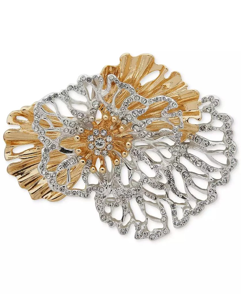 商品Anne Klein|Two-Tone Pavé Crystal Openwork Flower Pin,价格¥84,第1张图片