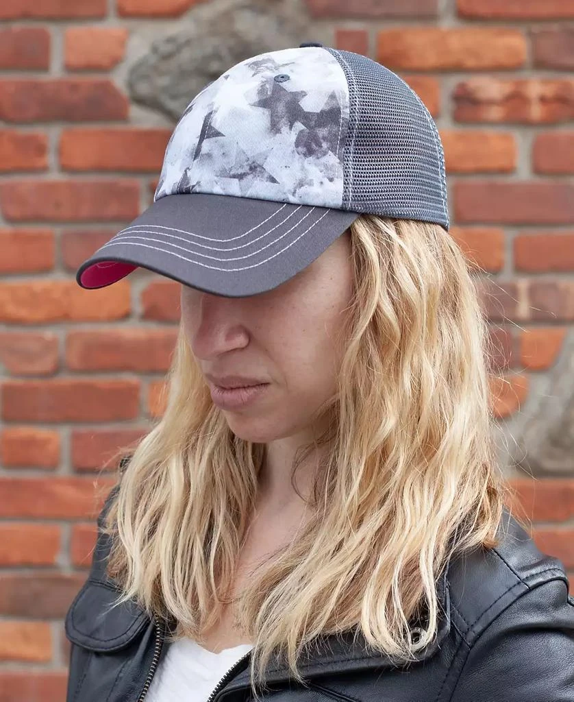 商品Shady Lady|Graffiti Lady Women's Adjustable Snap Back Mesh Black and White Star Trucker Hat,价格¥268,第3张图片详细描述