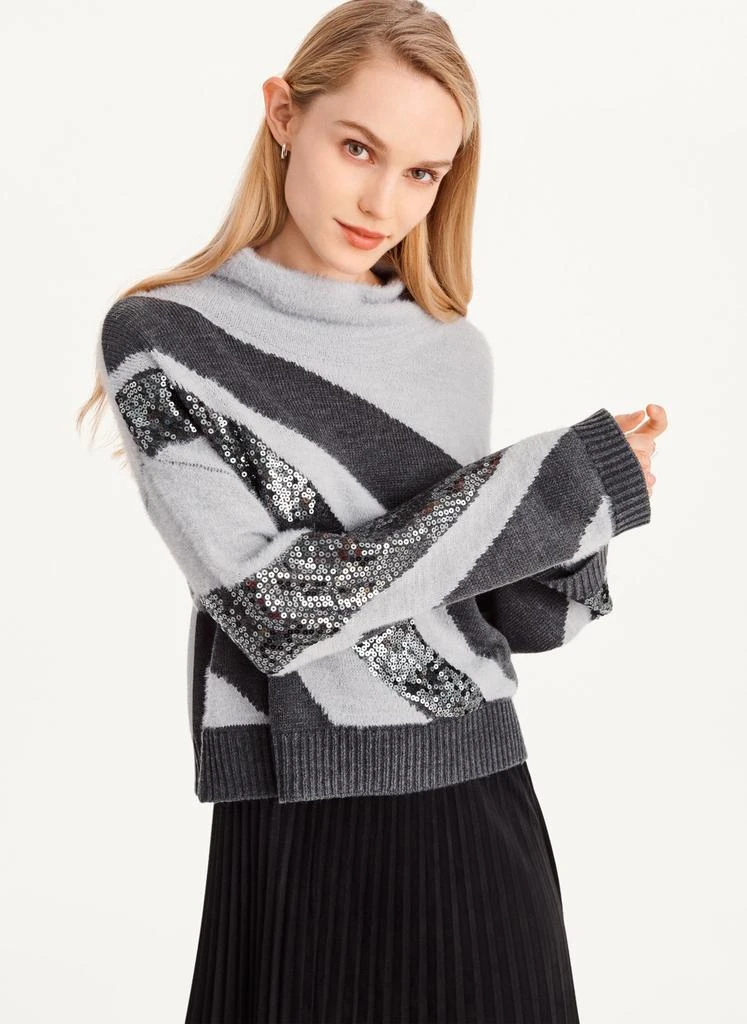 商品DKNY|Cowl Neck Sequin Swirl Sweater,价格¥753,第3张图片详细描述