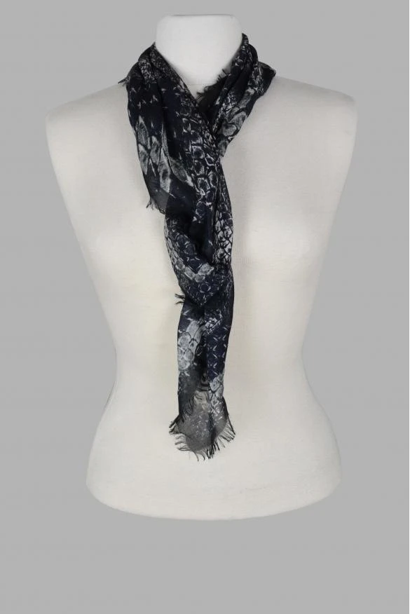 商品Alexander McQueen|Luxury scarf alexander mc queen thin black scarf with white skull,价格¥1159,第1张图片