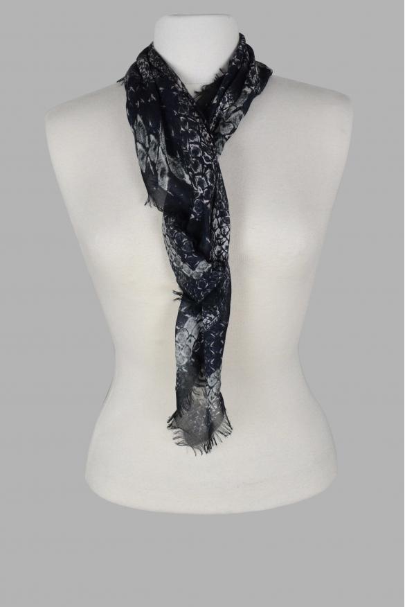 商品Alexander McQueen|Luxury Scarf   Alexander Mc Queen Thin Black Scarf With White Skull,价格¥705,第1张图片