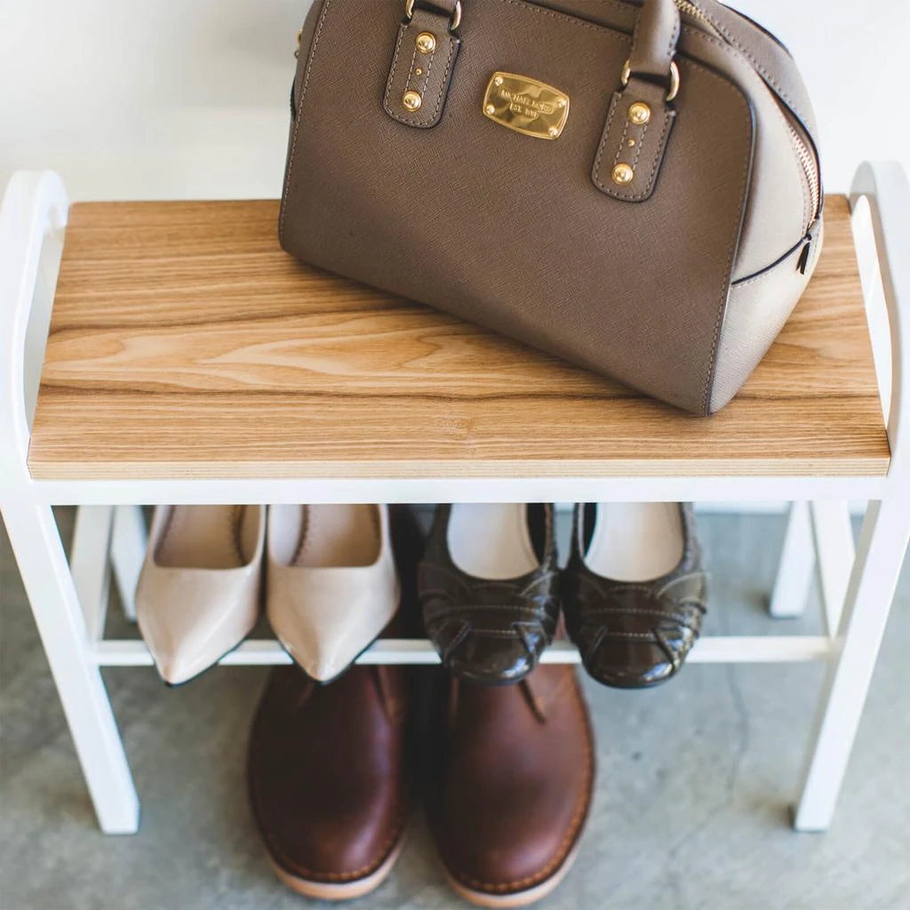 商品Yamazaki|Yamazaki Tower Shoe Rack with Wooden Board - White,价格¥301,第5张图片详细描述