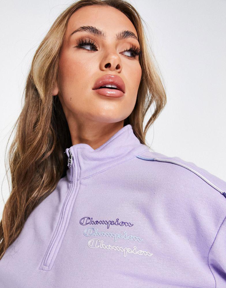 商品CHAMPION|Champion half zip sweatshirt with logo in purple,价格¥371,第5张图片详细描述