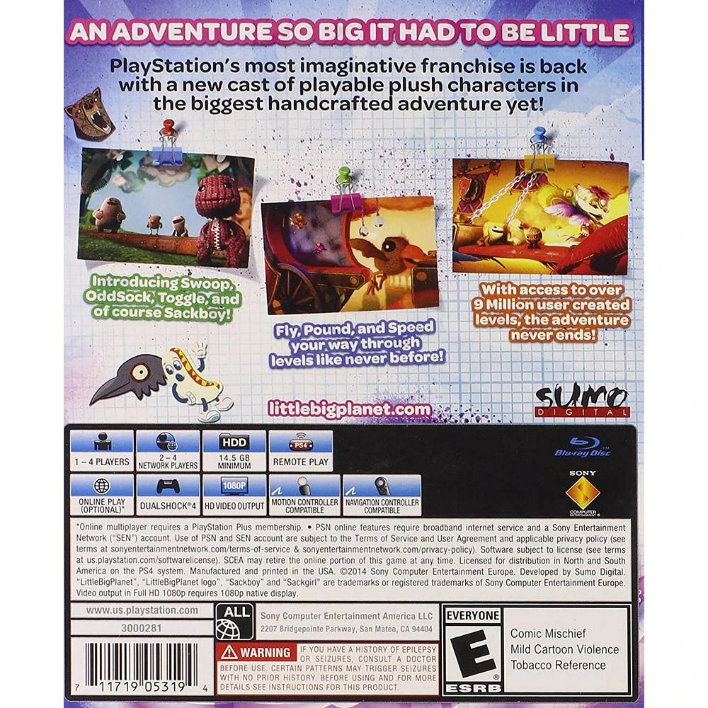 商品SONY COMPUTER ENTERTAINMENT|Little Big Planet 3 - PlayStation 4,价格¥449,第2张图片详细描述