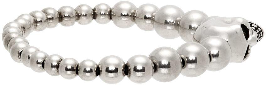 商品Alexander McQueen|Silver Skull Ball Bracelet,价格¥2354,第7张图片详细描述