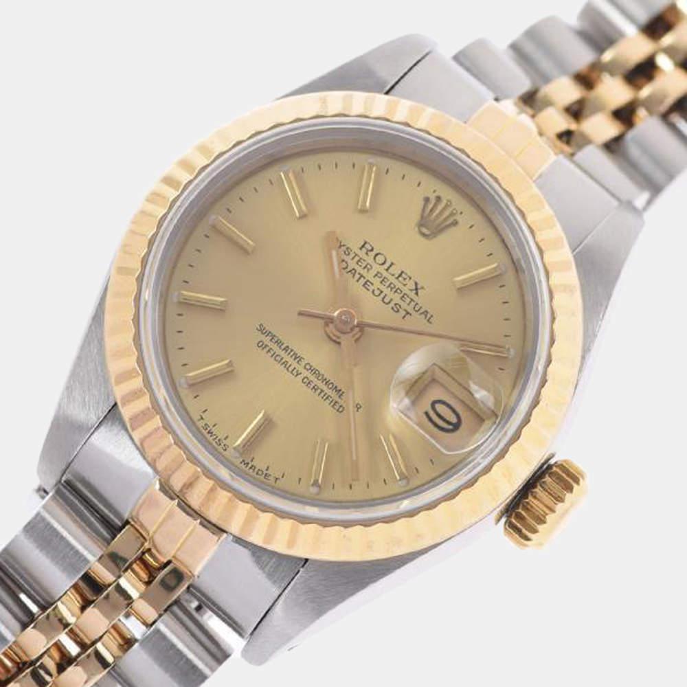 Rolex Champagne 18K Yellow Gold And Stainless Steel Datejust 69173 Women's Wristwatch 26 mm商品第2张图片规格展示