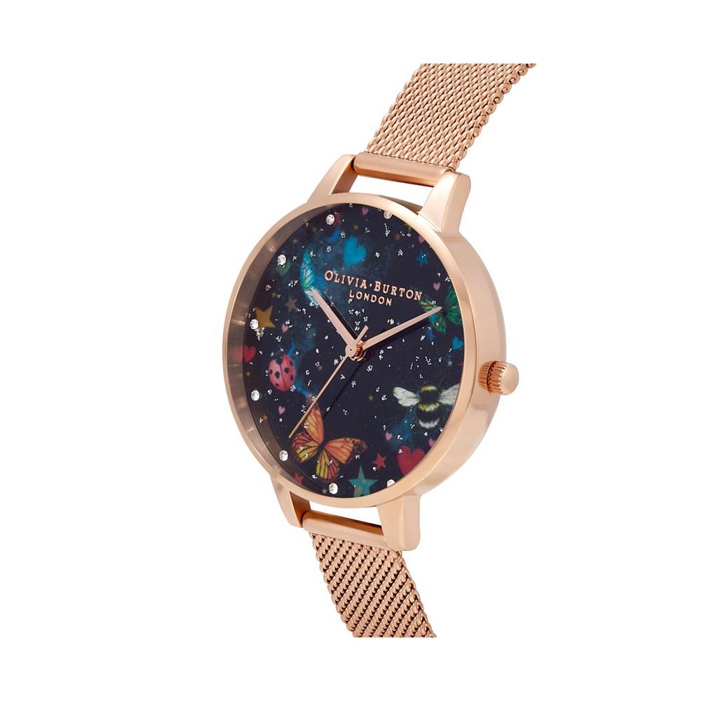 Women's Night Garden Rose Gold-Tone Mesh Bracelet Watch 34mm商品第3张图片规格展示