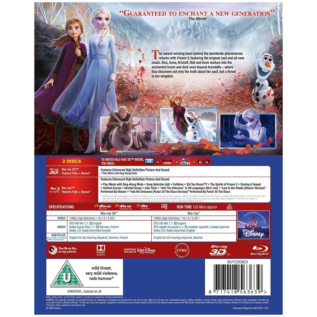 商品Walt Disney Studios|Frozen 2 - 3D,价格¥286,第3张图片详细描述