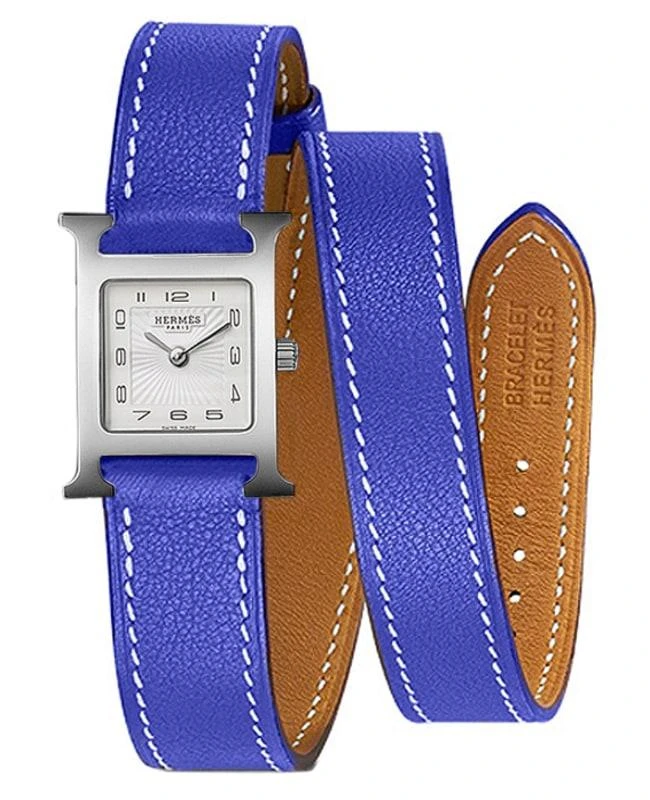 商品Hermes|Hermes H Hour Quartz Petite TPM  Electric Blue Calfskin Leather Women's Watch 039366WW00,价格¥18364,第1张图片