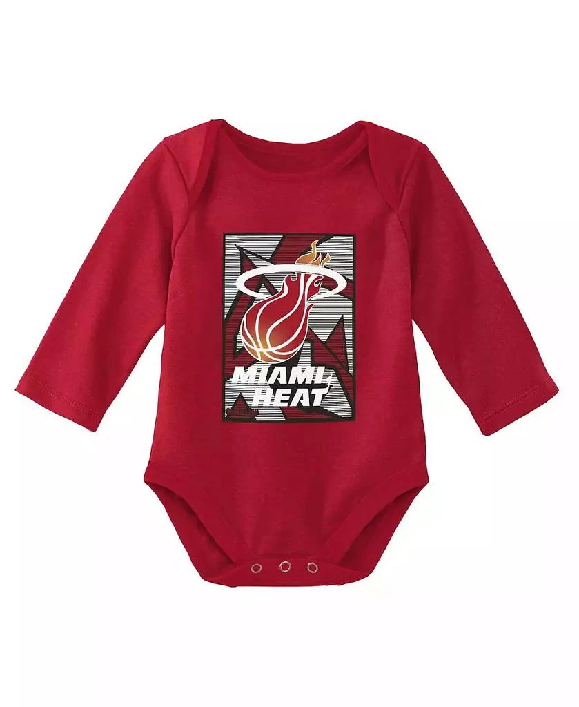 商品Mitchell & Ness|Infant Boys and Girls Black, Red Miami Heat Hardwood Classics Bodysuits and Cuffed Knit Hat Set,价格¥306,第3张图片详细描述