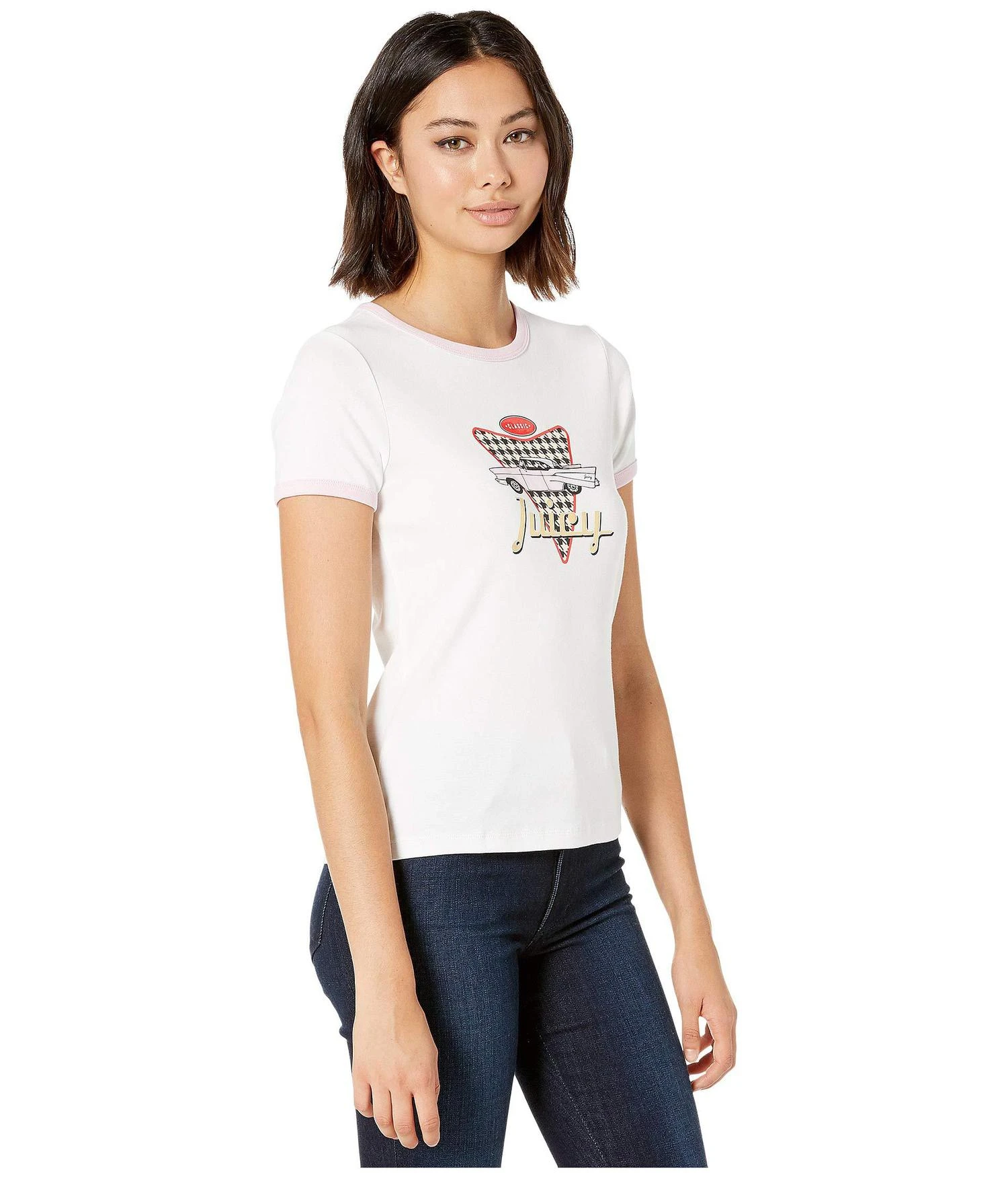 商品Juicy Couture|Retro Car Graphic Ringer Tee,价格¥152,第4张图片详细描述