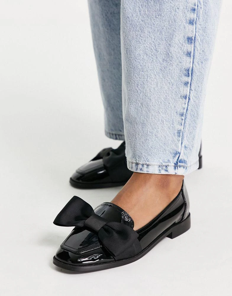 商品ASOS|ASOS DESIGN Mentor bow loafer flat shoes in black patent,价格¥248,第3张图片详细描述