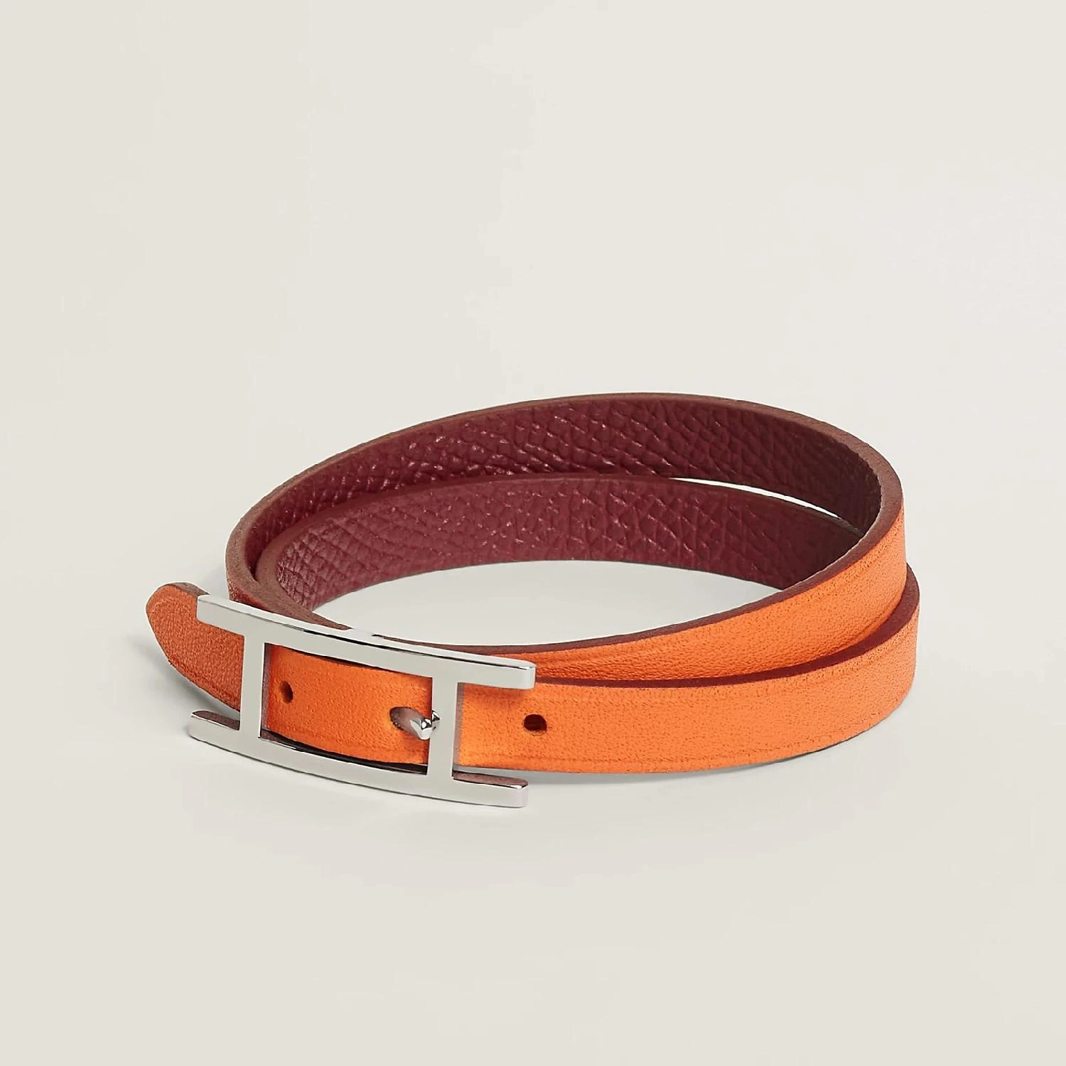 商品Hermes|【预售】 爱马仕 24秋冬 男士 手镯 Bracelet Behapi Double Tour H064684CKBWT4,价格¥3609,第1张图片