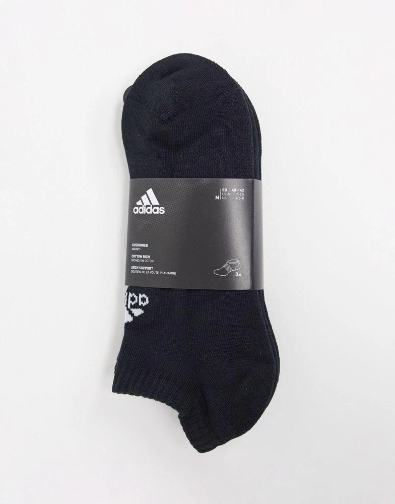 商品Adidas|adidas Training 3 pack cushioned trainer socks in black,价格¥114,第3张图片详细描述