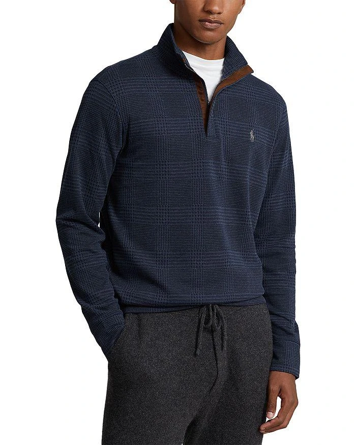 商品Ralph Lauren|Cotton Blend Double Knit Quarter Zip Mock Neck Sweater,价格¥393,第1张图片