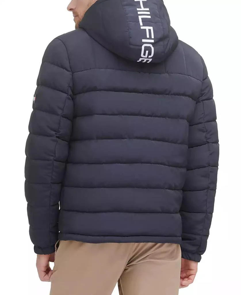 商品Tommy Hilfiger|男士合身中型夏尔巴衬里连帽防水绗缝夹克,价格¥640,第4张图片详细描述