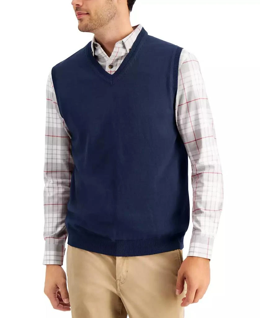 商品Club Room|Men's Solid V-Neck Sweater Vest, Created for Macy's,价格¥151,第1张图片