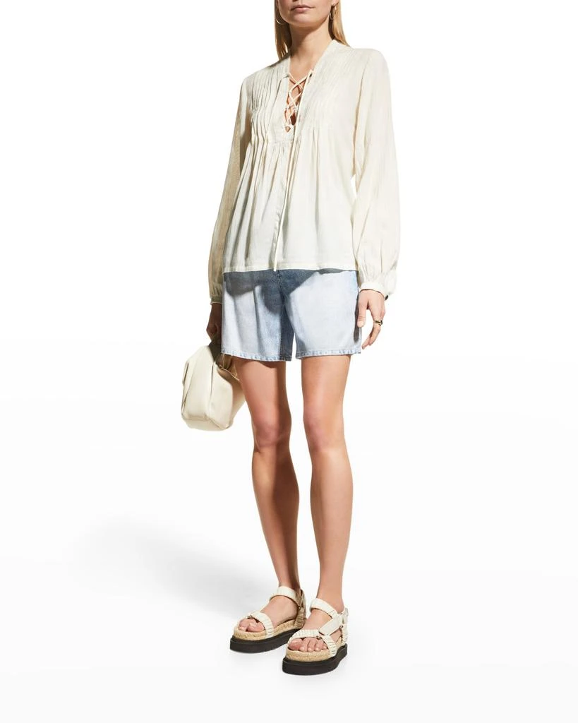 商品Rag & Bone|Sachi Metallic Lace-Up Pleated Top,价格¥525,第3张图片详细描述