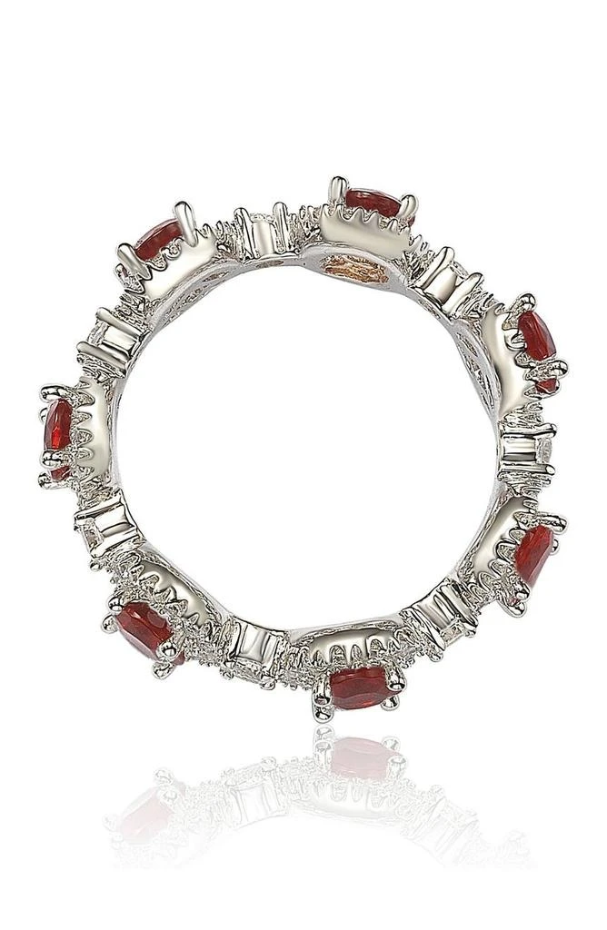 商品Suzy Levian|Sterling Silver Prong Set Red CZ & Pave Halo Station Eternity Band Ring,价格¥747,第4张图片详细描述