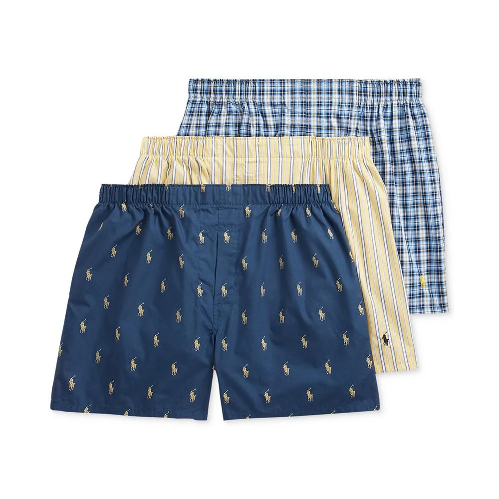 商品Ralph Lauren|Men's 3 Pack Classic Woven Cotton Boxers,价格¥338,第1张图片