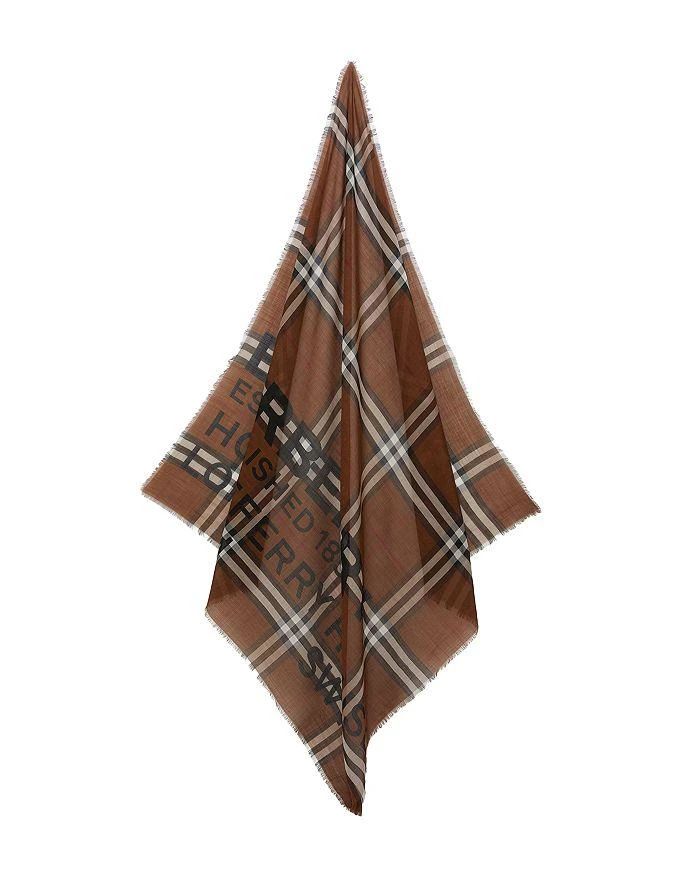 商品Burberry|Horseferry Print Check Wool Silk Large Square Scarf,价格¥3702,第4张图片详细描述