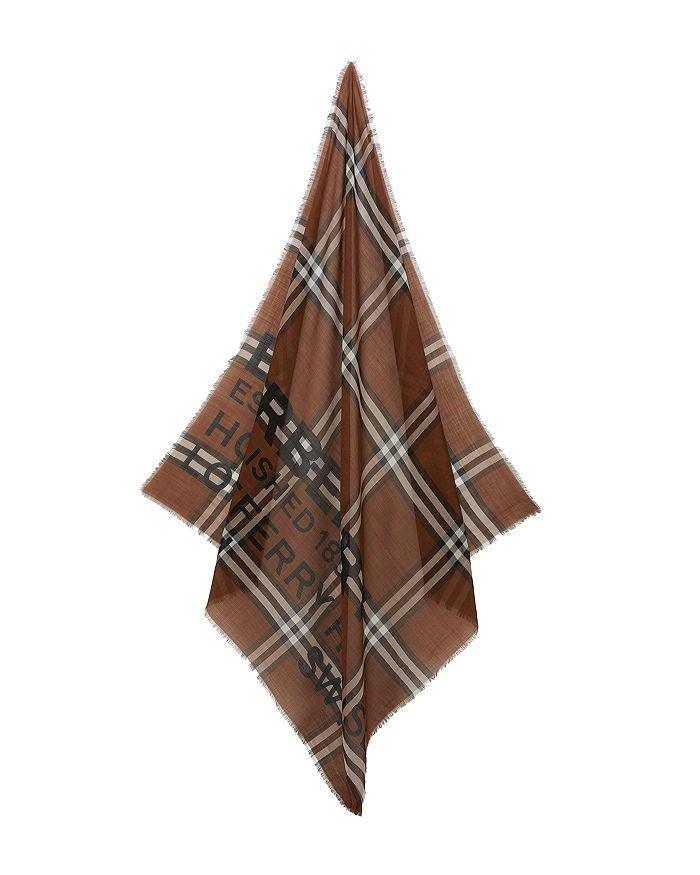 商品Burberry|Horseferry Print Check Wool Silk Large Square Scarf,价格¥3309,第7张图片详细描述