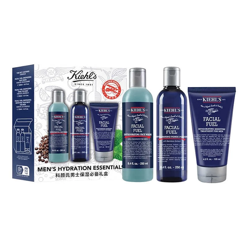 商品Kiehl's|科颜氏男士保湿三件套活力爽肤水控油洁面水乳套装 多版本随机发 香港直邮,价格¥156,第1张图片