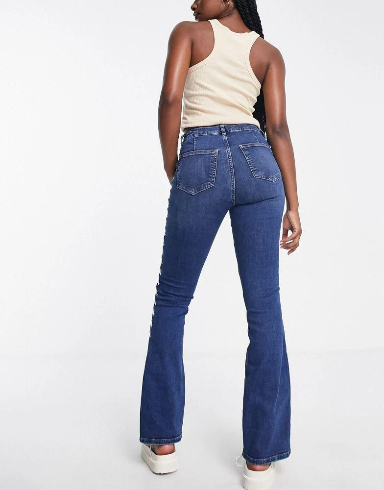 商品Topshop|Topshop Y2K lace up Jamie flare jeans in indigo,价格¥247,第2张图片详细描述