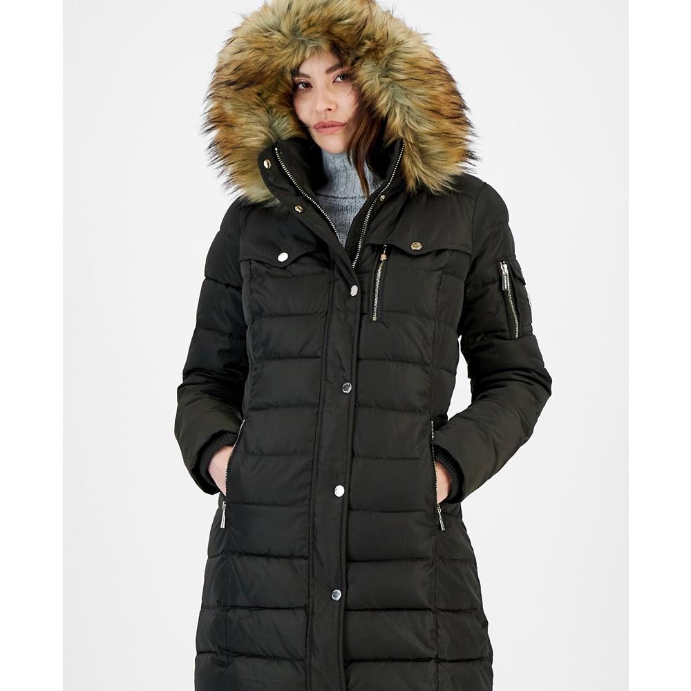 Women's Faux-Fur-Trim Hooded Puffer Coat, Created for Macy's商品第4张图片规格展示