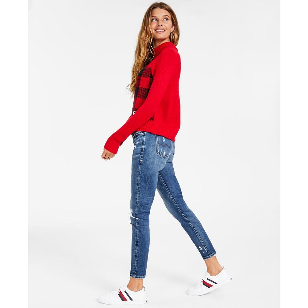商品Tommy Jeans|Women's Long-Sleeve Plaid Turtleneck Sweater,价格¥372,第4张图片详细描述