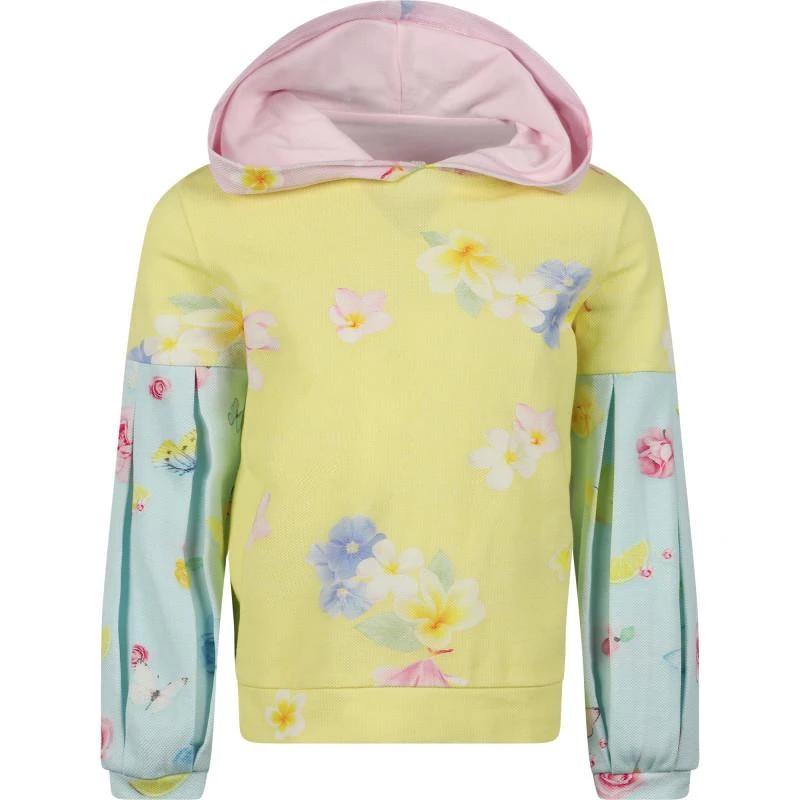 商品Lapin House|Color block floral hoodie and leggings set in pink yellow and green,价格¥1092,第2张图片详细描述