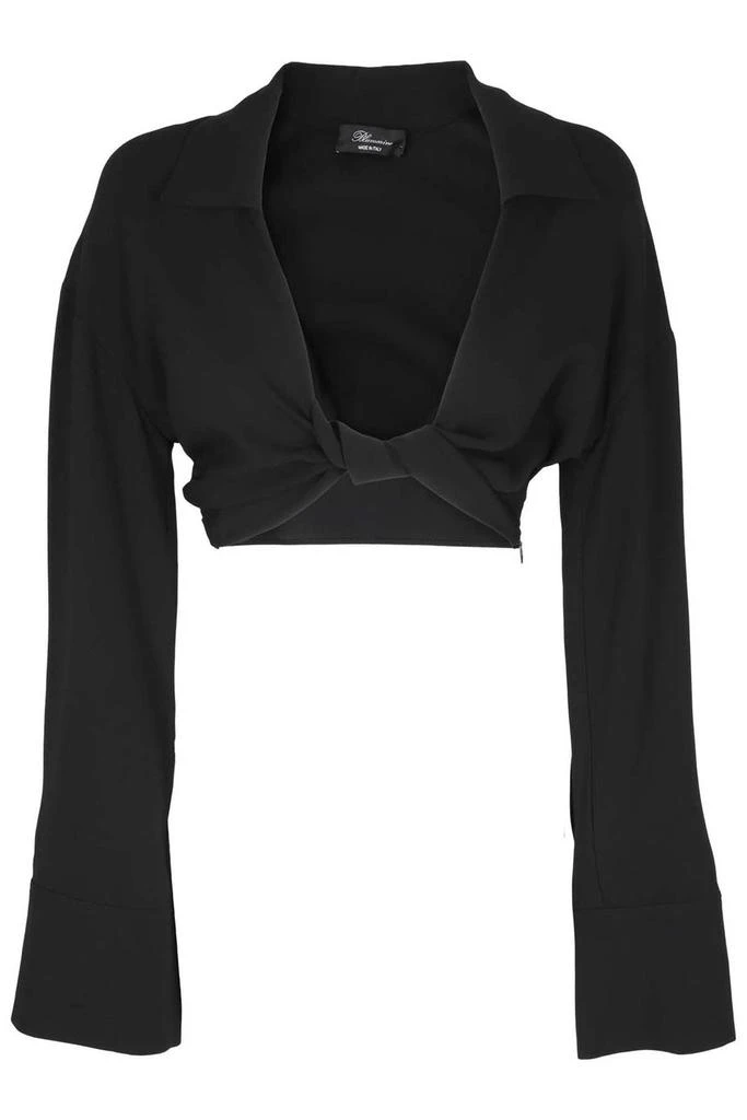 商品BLUMARINE|Blumarine Twist Detailed Cropped Long-Sleeved Top,价格¥4832,第1张图片