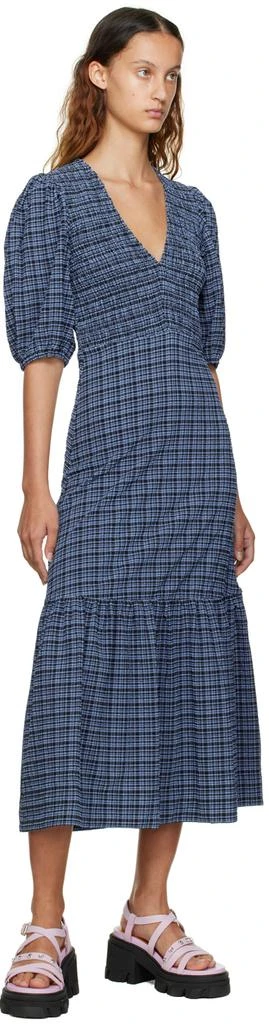 商品Ganni|Black & Blue Checked Midi Dress,价格¥2573,第4张图片详细描述