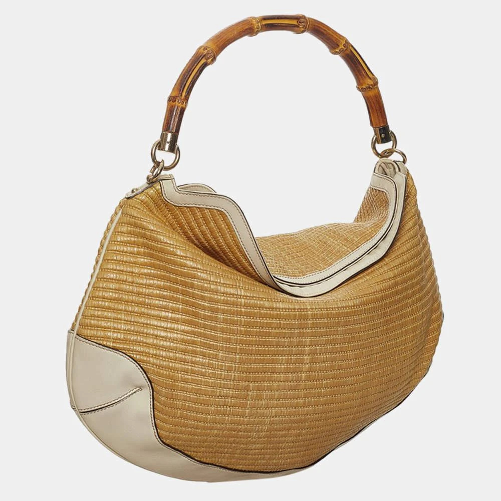 商品[二手商品] Gucci|Gucci Brown Raffia Peggy Bamboo Hobo Bag,价格¥3906,第2张图片详细描述