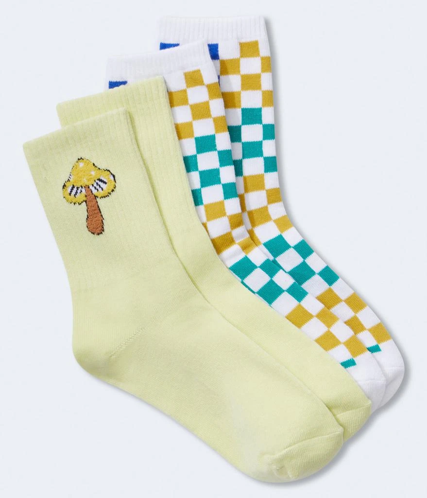 商品Aeropostale|Aeropostale Mushroom & Checker Crew Sock 2-Pack,价格¥48,第1张图片