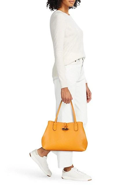 商品Longchamp|Medium Roseau Essential Leather Tote,价格¥1807,第2张图片详细描述
