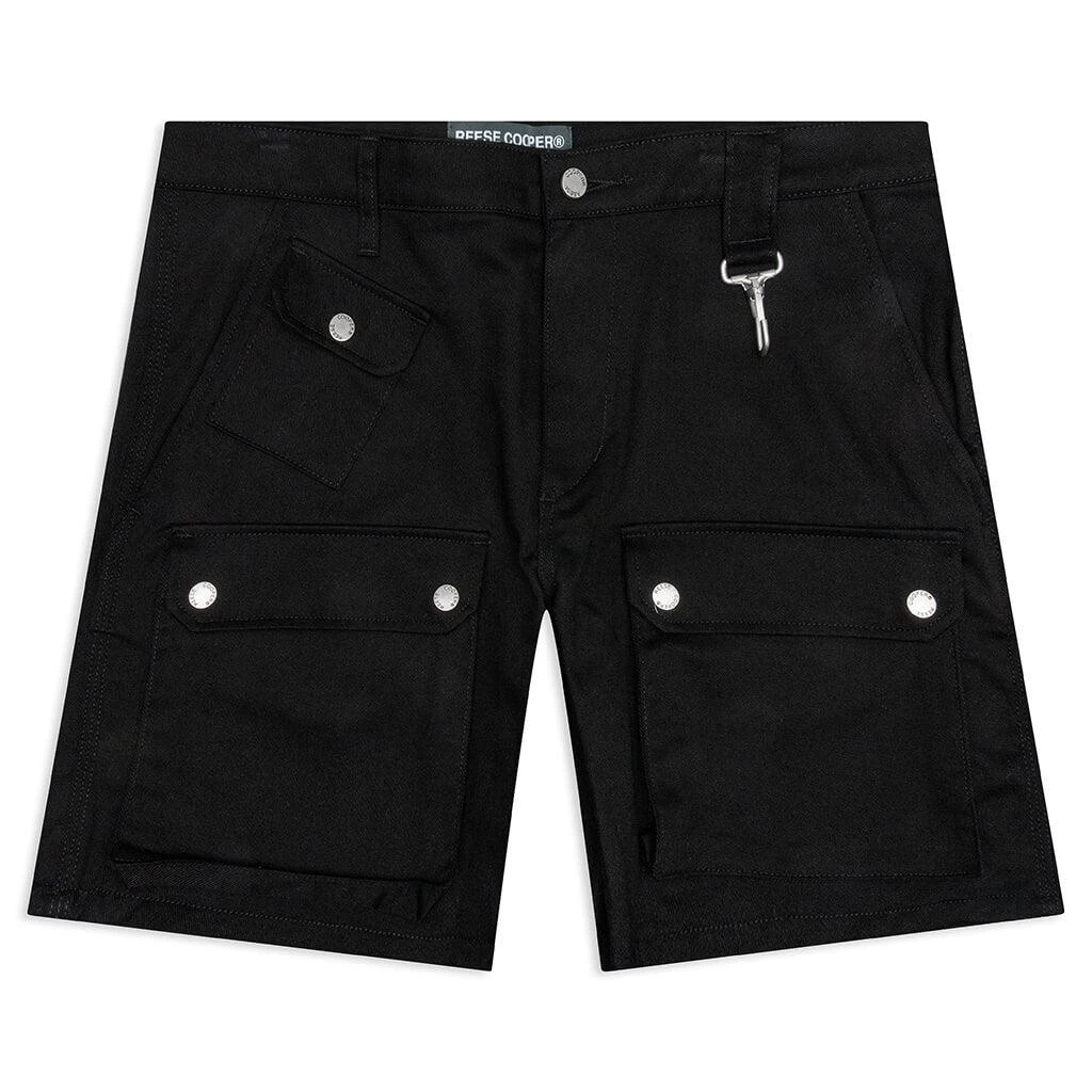 商品Reese Cooper|Reese Cooper Cotton Cargo Shorts - Black,价格¥1253,第1张图片