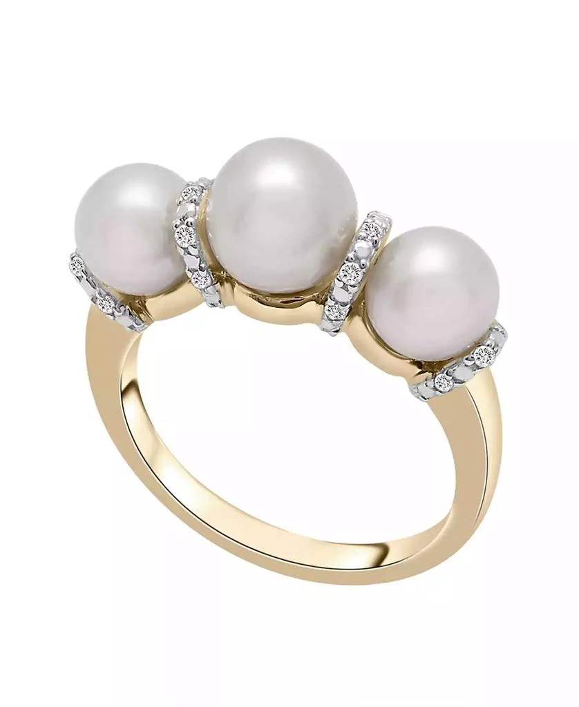 商品Macy's|Cultured Freshwater Pearl (6mm, 7mm) & Diamond (1/10 ct. tw.) Graduated Ring in 14K Yellow Gold,价格¥2577,第1张图片