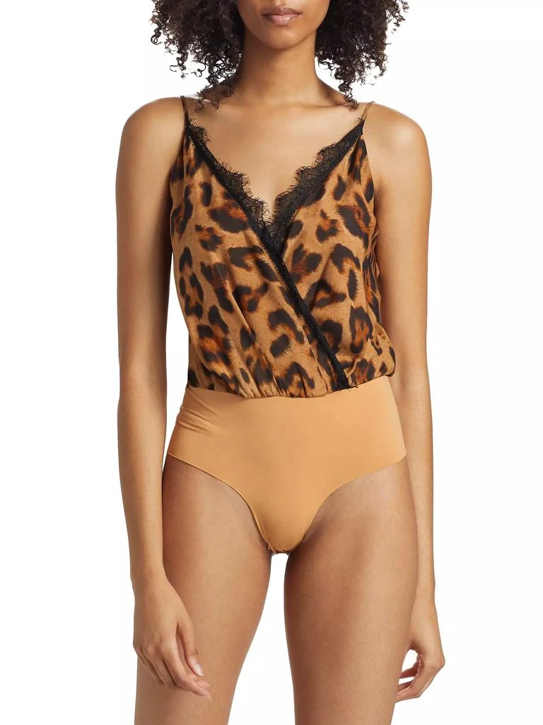 Jaxon Leopard Silk Surplice Bodysuit 商品