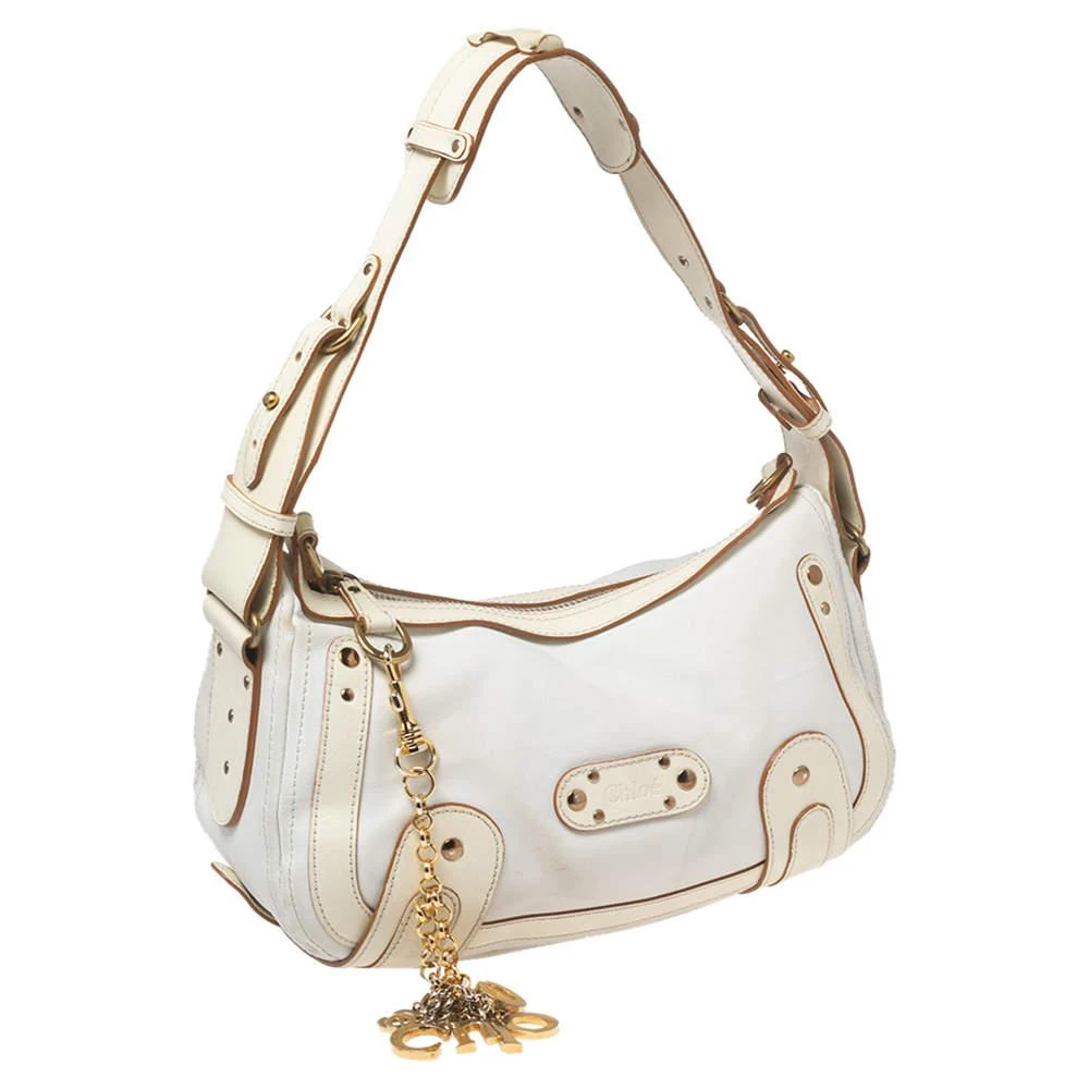 商品[二手商品] Chloé|Chloe White/Cream Leather Logo Charm Shoulder Bag,价格¥991,第3张图片详细描述