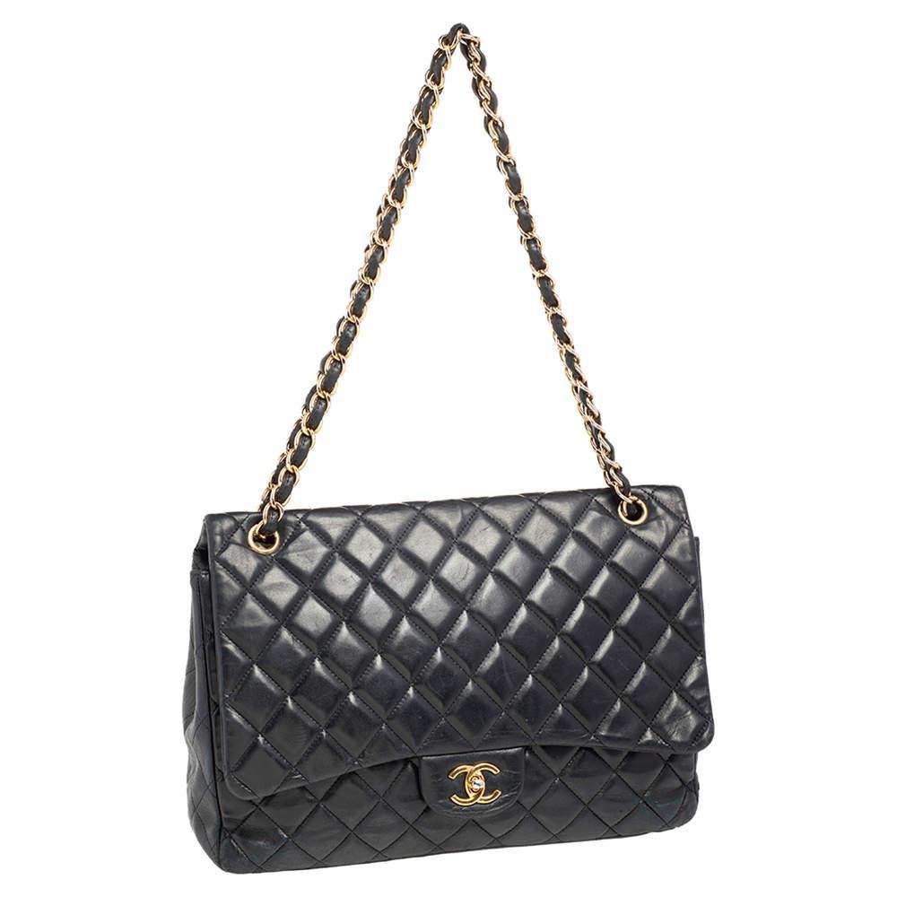 商品[二手商品] Chanel|Chanel Black Quilted Leather Maxi Classic Flap Bag,价格¥23770,第5张图片详细描述