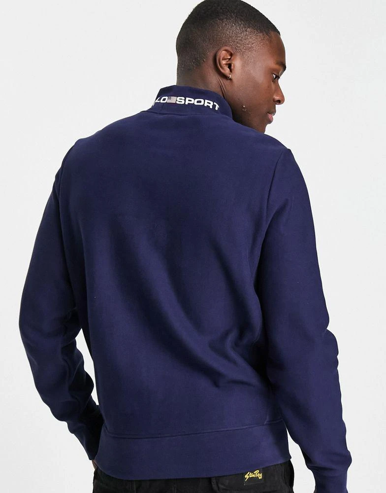 商品Ralph Lauren|Polo Ralph Lauren Sport capsule neck logo half zip sweatshirt in navy,价格¥614,第2张图片详细描述