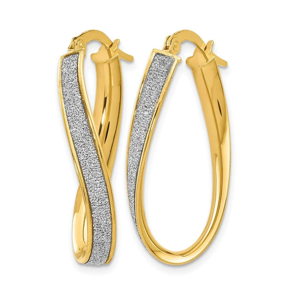 商品Diamond2Deal|14K Yellow Gold Glimmer Infused Oval Twist Hoop Earrings,价格¥6476,第2张图片详细描述