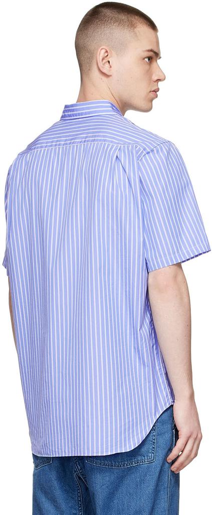 Blue Cotton Short Sleeve Shirt商品第3张图片规格展示
