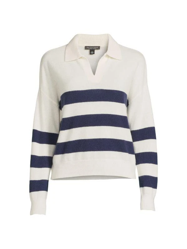 商品Saks Fifth Avenue|Johnny Collar Striped 100% Cashmere Polo,价格¥487,第3张图片详细描述