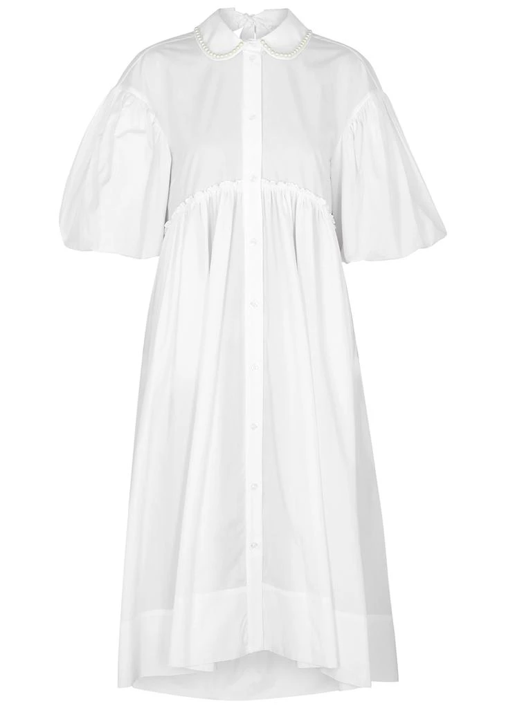 商品Simone Rocha|Faux pearl-embellished cotton-poplin midi dress,价格¥5960,第1张图片