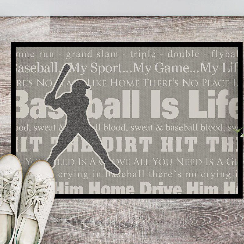 商品Caroline's Treasures|24 in x 36 in Baseball is Life Door Mat Indoor/Outdoor,价格¥312,第2张图片详细描述