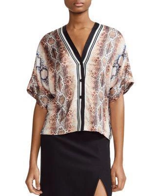 商品Maje|Lomil Snakeskin-Print Top,价格¥786,第1张图片